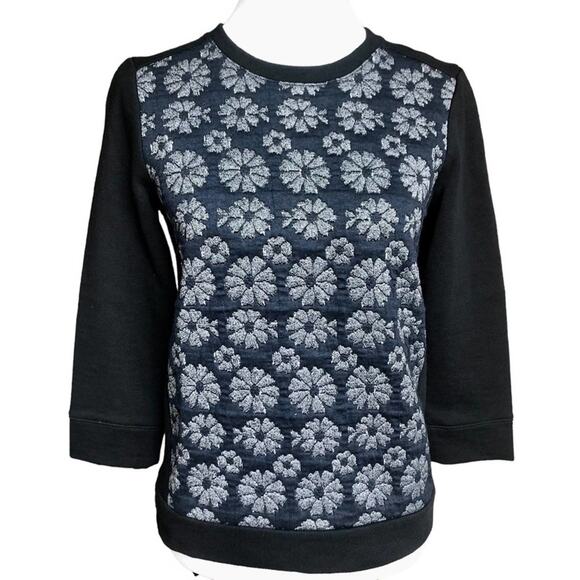 NWT Ann Taylor black & navy brocade front sweatshirt sz s - Picture 1 of 4
